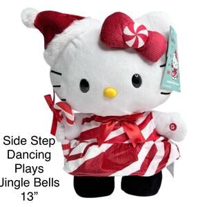 Hello Kitty Plush Christmas Side Stepper Musical Jingle Bells Sanrio Candy Cane